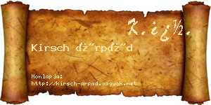 Kirsch Árpád névjegykártya